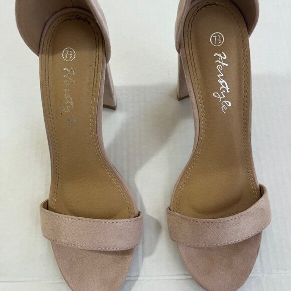 Faux Suede Ankle Strap Open Toe Heel Sandals Sz 7.5 Timeless Romantic Soft Glam - Picture 6 of 7